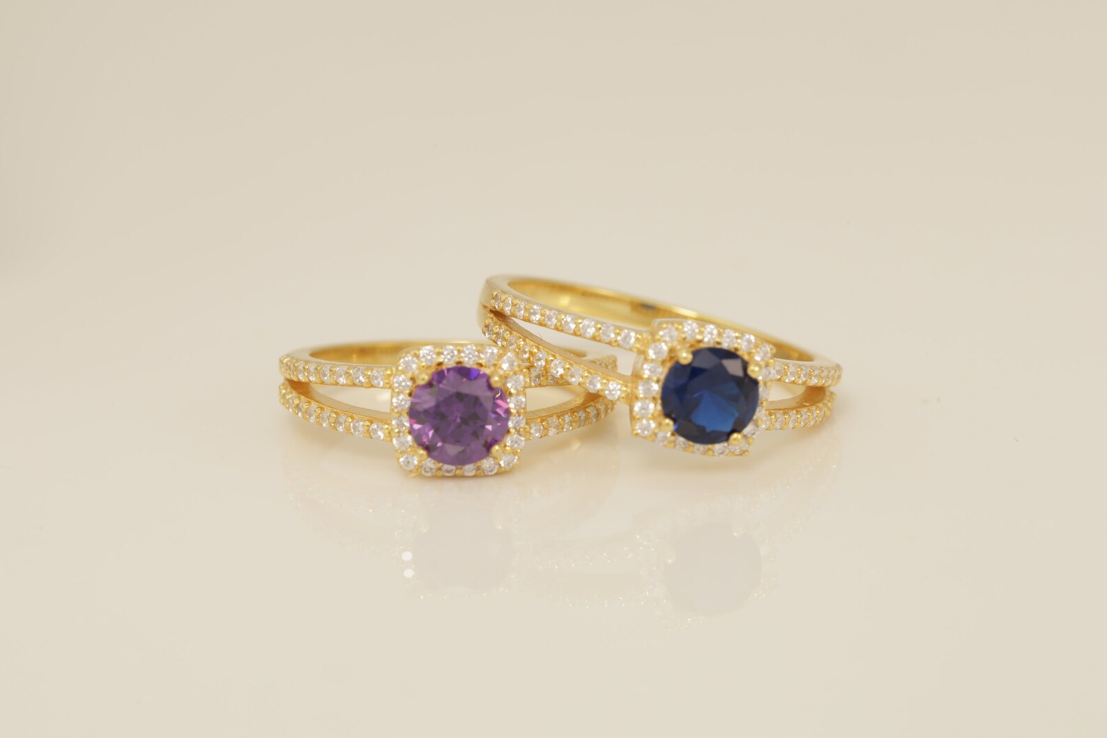 Split Shank Amethyst Engagement Ring, February Birthstone Ring, Diamond Halo Anniversary Ring Gift for Her, Bridal Promise Ring